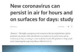 موسسه ملی حساسیت و بیماری‌های عفونی آمریکا، ویروس کرونا می‌تواند تا چند ساعت در ذرات موجود در هوا باقی بماند!!